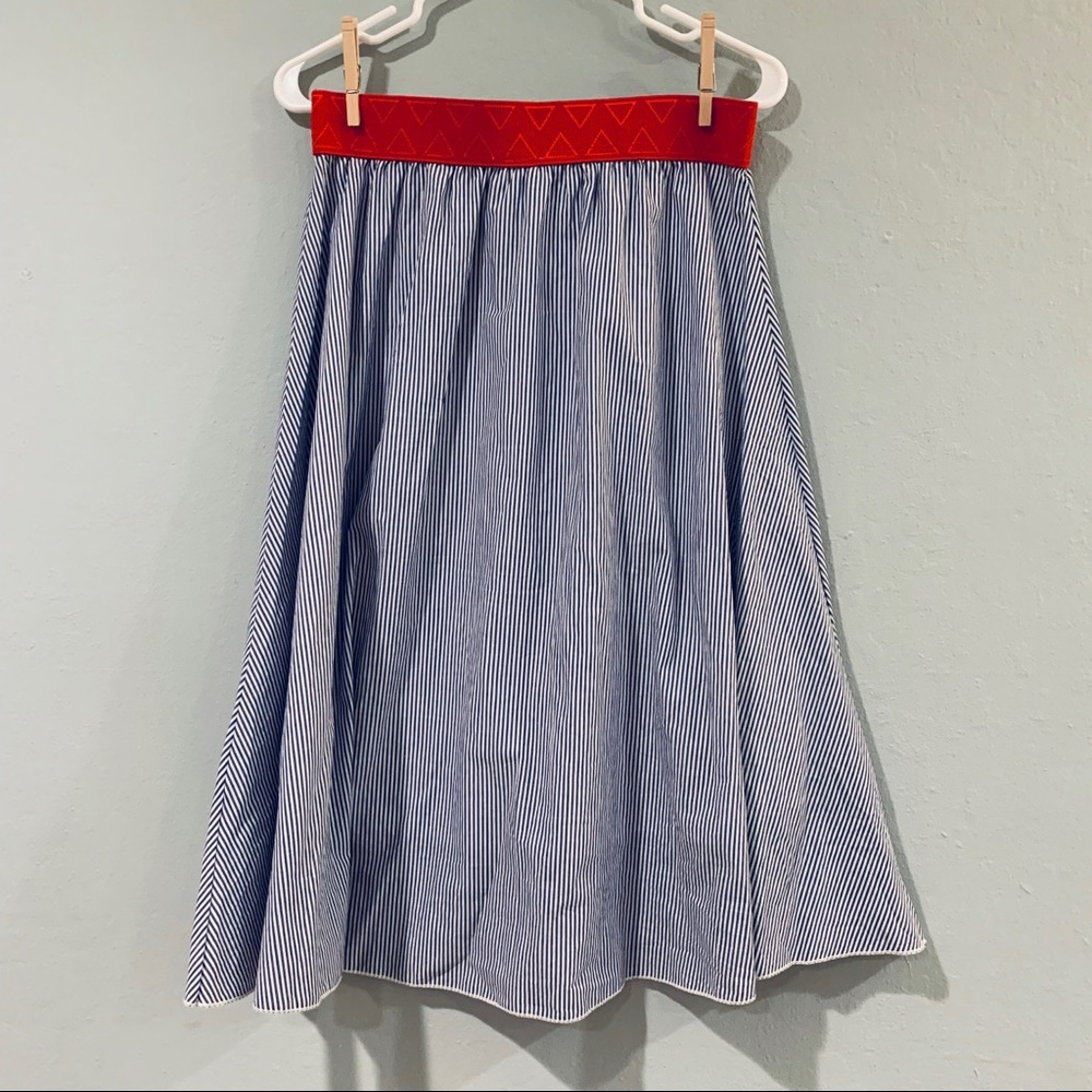 Lularoe Blue and White Striped Lola